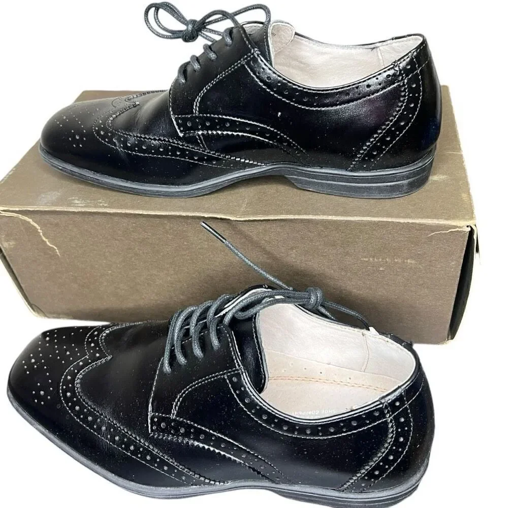 NEW Florsheim Boys Reveal Jr. Black Wingtip Oxford 5M